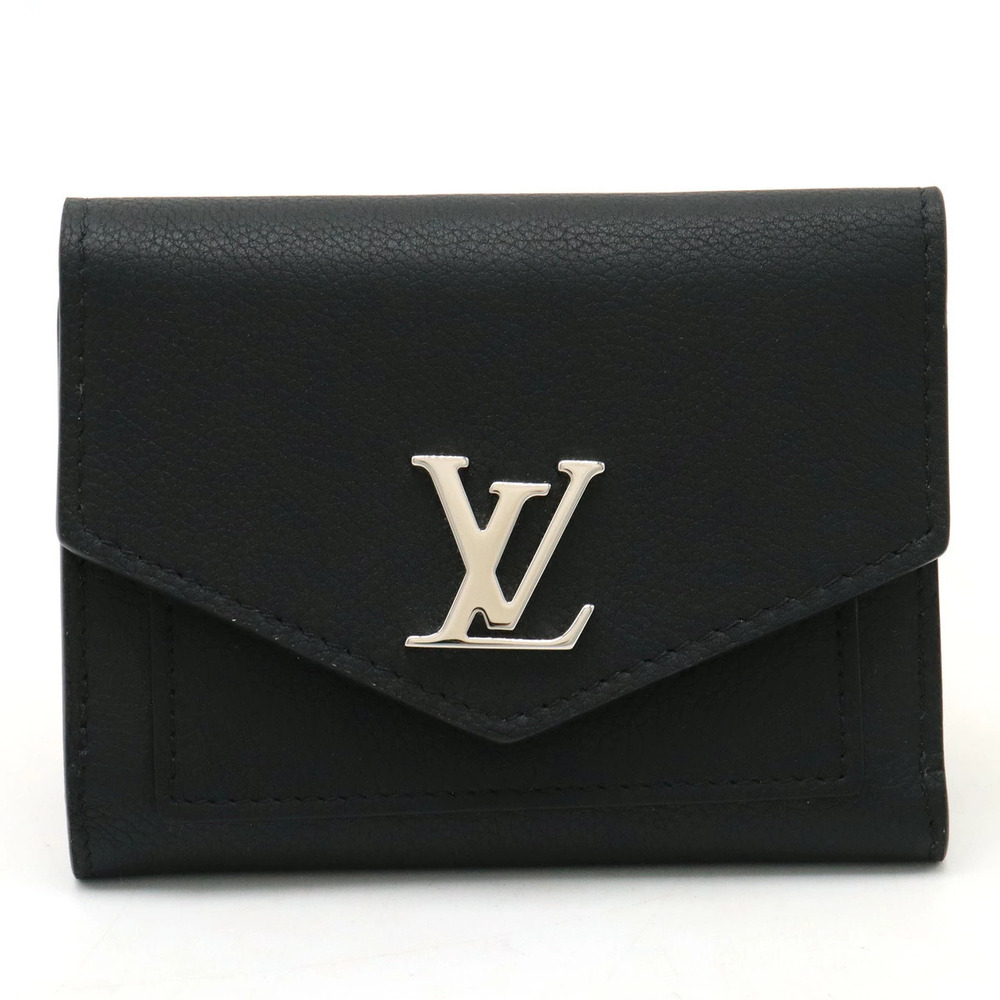LOUIS VUITTON Portefeuille My Lockme Compact Tri fold Wallet Leather Noir Black